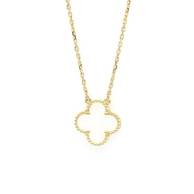 Van Cleef & Arpels Vintage Alhambra Yellow Gold (18K) Mother Of Pearl Men,Women Fashion Pendant