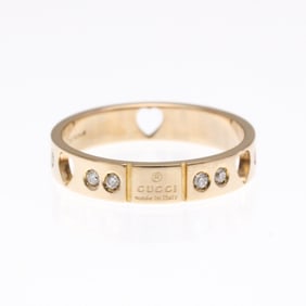 Gucci Icon Amor Diamond Ring Pink Gold (18K) Fashion Diamond Band Ring Pink Gold