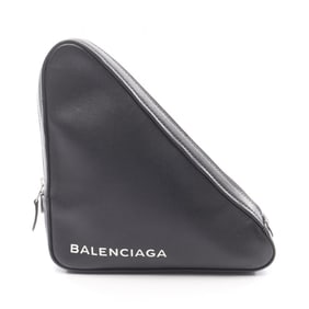 Balenciaga Triangle Clutch Bag, Leather, Women's, Black, 476976