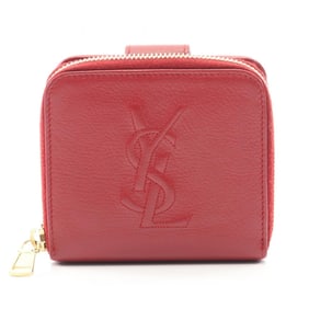 Yves Saint Laurent Monogram Bifold Wallet, Leather, Women's, Red, 352906