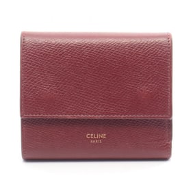 Celine Small Trifold Wallet, Leather, Women's, Bordeaux, 10B573BEL