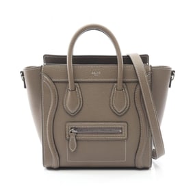 Celine Luggage Nano Shopper Handbag, Leather, Women's, Gray