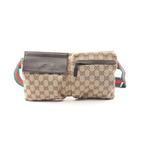 Gucci Waist Bag, Body Canvas and Leather, Men's Women's, Beige Brown, 28566