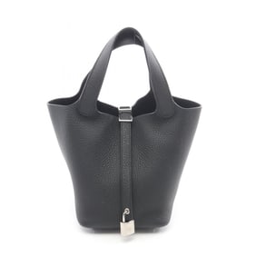 Hermes Hermès Picotin Lock PM handbag in Taurillon Clemence leather, black.