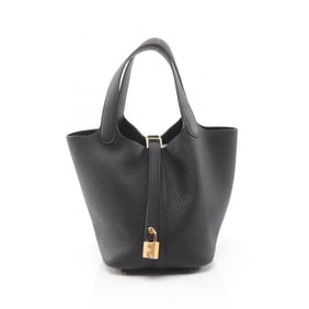 Hermes Hermès Picotin Lock PM Handbag, Taurillon Clemence Leather, Women's, Black