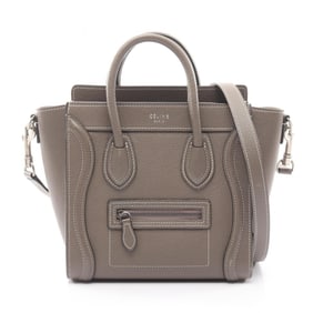 Celine Luggage Nano Shopper Handbag, Leather, Women's, Gray
