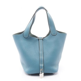 Hermes Hermès Picotin Lock PM handbag in Taurillon Clemence leather, blue.