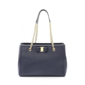 Salvatore Ferragamo MELIKE Tote Bag, Leather, Women's, Navy, Size 21, G508