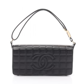 CHANEL Chocobar Shoulder Bag, Lambskin Leather, Women's, Black, A17370
