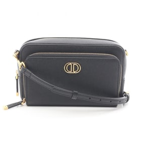 Christian Dior Dior Caro Double Pouch Shoulder Bag, Leather, Women's, Black, S7431UBAE