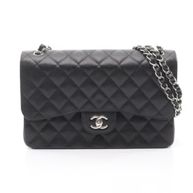 CHANEL Deca Matelasse 30 Classic Large Double-Flap Shoulder Bag in Grained Calfskin Leather, Black,
