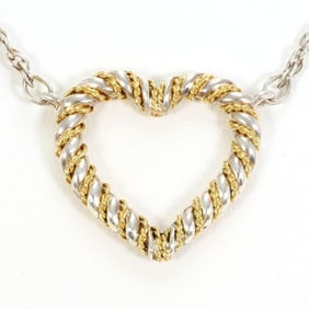 Tiffany Twisted Heart 18K White Gold Silver Necklace, Total Weight: Approx. 7.4g, 48cm, Like New