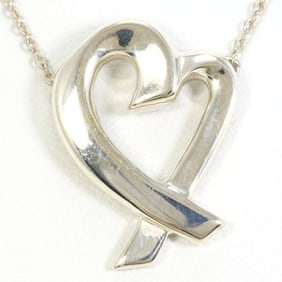 Tiffany Loving Heart Silver Necklace, Total Weight: Approx. 4.4g, 49cm, Like New