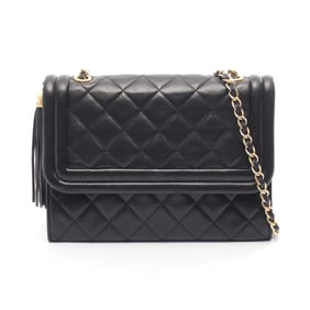 CHANEL Matelasse Shoulder Bag, Lambskin Leather, Women's, Black