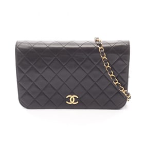 CHANEL Matelasse Full Flap Shoulder Bag in Lambskin Leather, Black