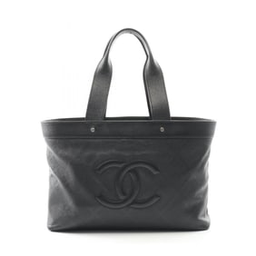CHANEL Coco Mark Tote Bag, Leather, Women's, Black
