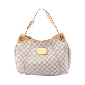 Louis Vuitton Galliera PM Shoulder Bag, Coated Canvas and Leather with Damier Azur, Women's, White,