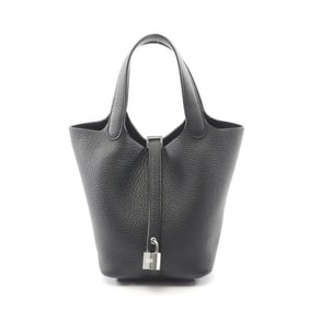 Hermes Hermès Picotin Lock PM Handbag, Taurillon Clemence Leather, Black, Women's, 056289CK
