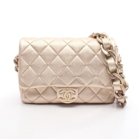 CHANEL Matelasse Shoulder Bag, Leather, Women's, Gold