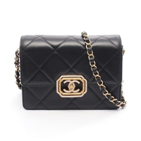 CHANEL Matelasse Shoulder Bag, Leather, Women's, Black
