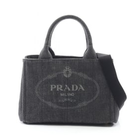 Prada Canapa Tote Bag, Women's Denim, Gray, 1BG439