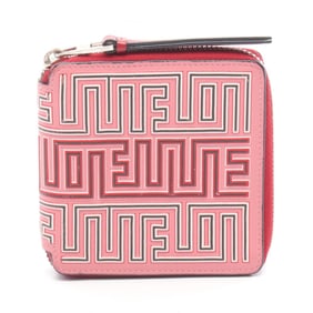 LOEWE MAZE Square Zip Wallet, Round Leather Women's, Pink, Red, Multicolor, 130.30.M88