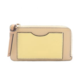 LOEWE Anagram Coin Card Holder Wallet, Leather, Women's, Beige and Yellow