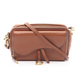 Christian Dior Dior Double Saddle Pouch Shoulder Bag, Leather, Women's, Brown
