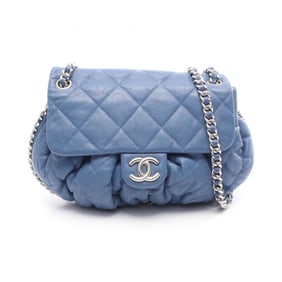 CHANEL Luxury Line Matelasse Chain-Around Shoulder Bag, Leather, Women's, Blue