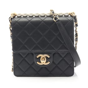 CHANEL Matelasse Shoulder Bag, Lambskin Leather, Women's, Black