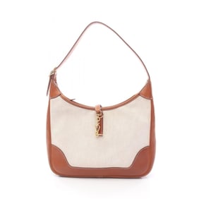 Hermes Hermès Trim 31 Shoulder Bag, Canvas, Leather, Toile H, Vau Barenia, Women's, Ivory, Brown