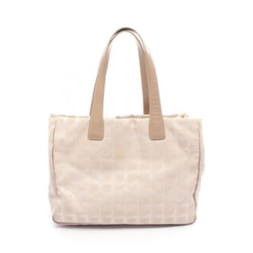 CHANEL New Travel Line MM Tote Bag, Canvas and Leather, Women's, Beige White, A15991