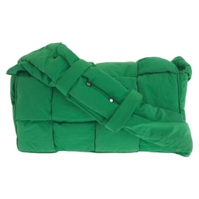 BOTTEGA VENETA Padded Tech Cassette Green Nylon Shoulder Bag with Silver Hardware (628951) for Women