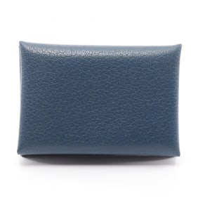 Hermes Hermès Calvi Duo wallet with coin purse, leather, Chevre Shamquila, women's, navy