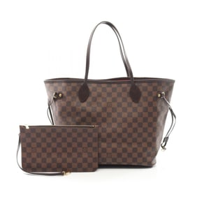 Louis Vuitton Neverfull MM Tote Bag, Coated Canvas and Leather with Damier Finish, Brown, Women's,