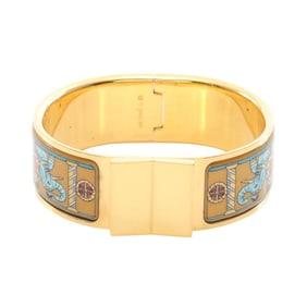 Hermes Hermès Roque Enamelled GM Bangle, Gold-Plated, Enamel, Women's, Gold-Based, Multicolor
