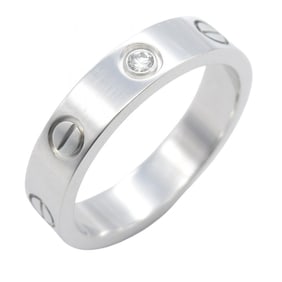 Cartier Mini Love Ring (1PD) in 18K White Gold with Diamonds, available silver and clear tones for