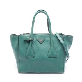Prada GLACE'CALF handbag, leather, women's, green, B2625M