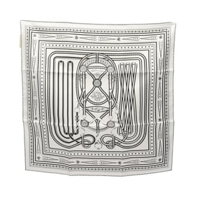 Hermes Hermès Carré 55 Grand Tralala Bandana Silk Scarf for Women in White and Black