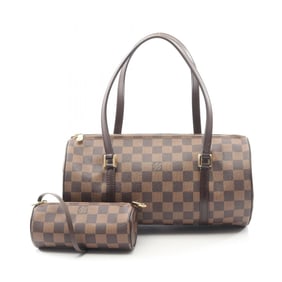 Louis Vuitton Papillon 30 Handbag, Coated Canvas, Leather, Damier, Women's, Brown, N51303
