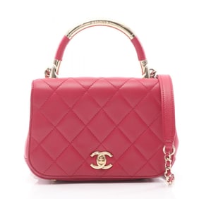 CHANEL Shoulder Bag, Lambskin Leather, Women's, Red