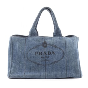 Prada Denim Canapa Tote Bag, Women's, Blue, B1872B