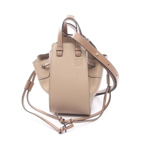 LOEWE Hammock Drawstring Bag, Mini, Leather, Women's, Beige and Brown, 062246