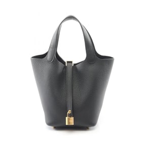 Hermes Hermès Picotin Lock PM Handbag, Taurillon Clemence Leather, Women's, Black