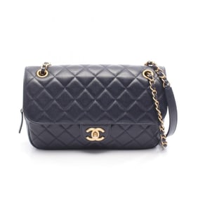 CHANEL Matelasse Shoulder Bag in Grained Calfskin Leather, Navy Blue, AS3547