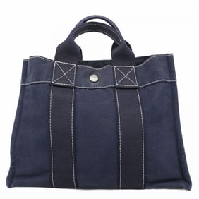 Hermes Hermès Deauville PM Tote Bag in Navy Canvas for Women