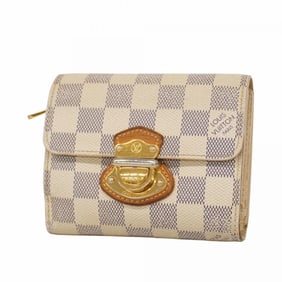 Louis Vuitton Tri-fold Wallet Damier Azur Portefeuille Joy N60030 White Women's