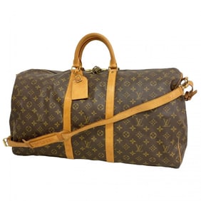 Louis Vuitton Monogram Keepall Bandouliere 55 Boston Bag M41414 Brown Men's and Women's