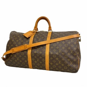 Louis Vuitton Monogram Keepall Bandouliere 55 Boston Bag M41414 Brown Men's and Women's