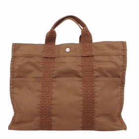 Hermes Hermès Air Line MM Tote Bag, Brown Canvas, Men's and Women's